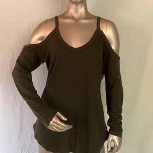 Green Cold Shoulder Long Sleeve